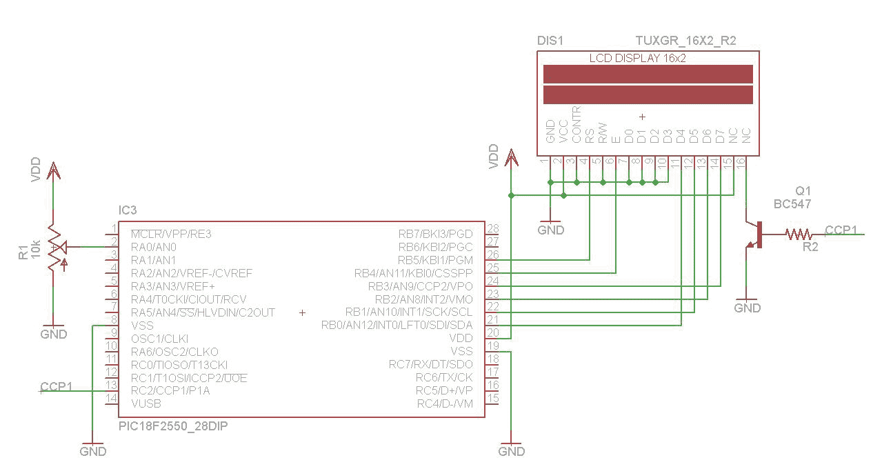 PWM controller with PIC18f2455 circuit