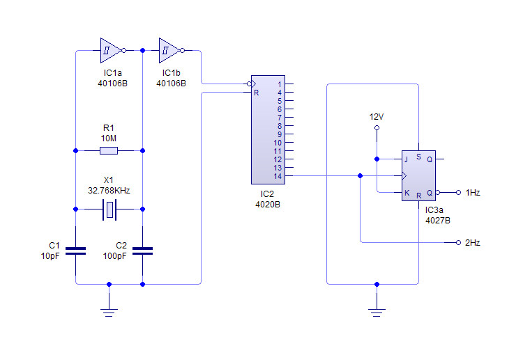 1Hz Oscillator circuit – Circuit Schematic