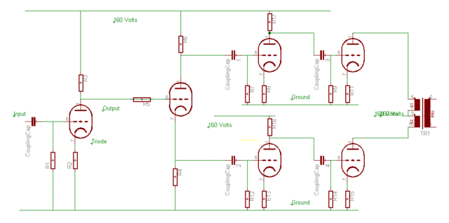 Push-pull power amplifier circuit – Circuit Schematic