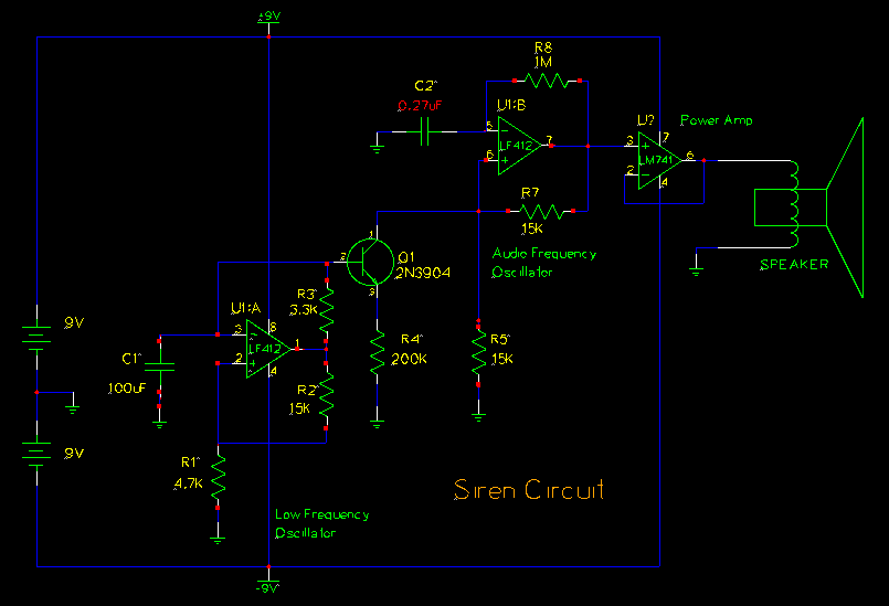 Siren circuit – Circuit Schematic