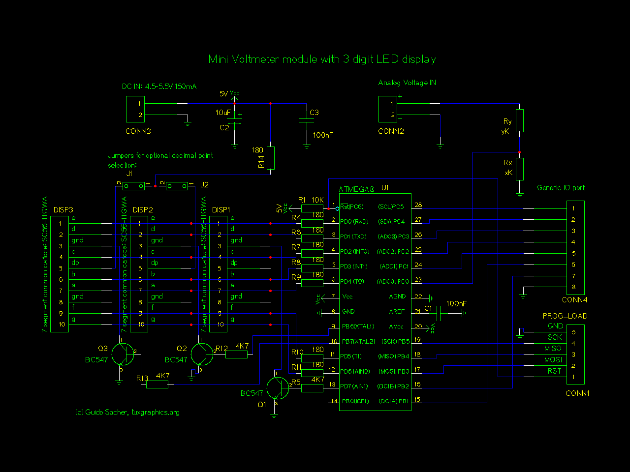 mini digital voltmeter. – Circuit Schematic