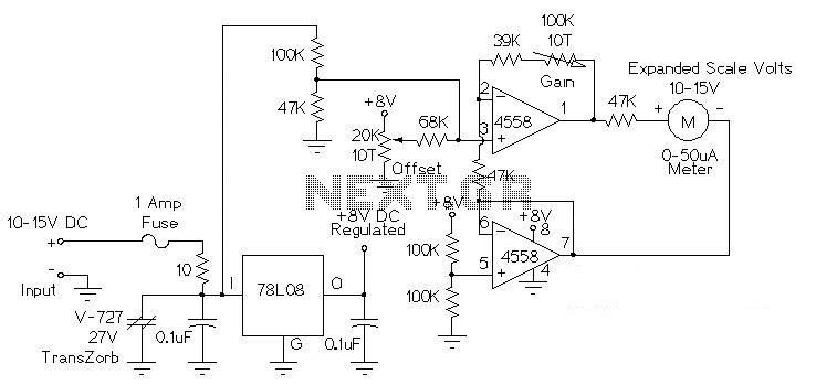 12V Analogue Battery Volt Meter circuit