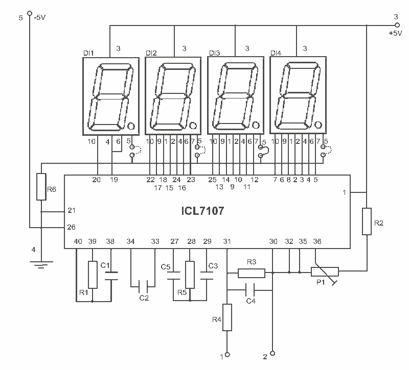 LED digital Voltmeter circuit