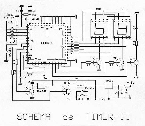 68HC11 as a Digital Timer – Circuit Schematic