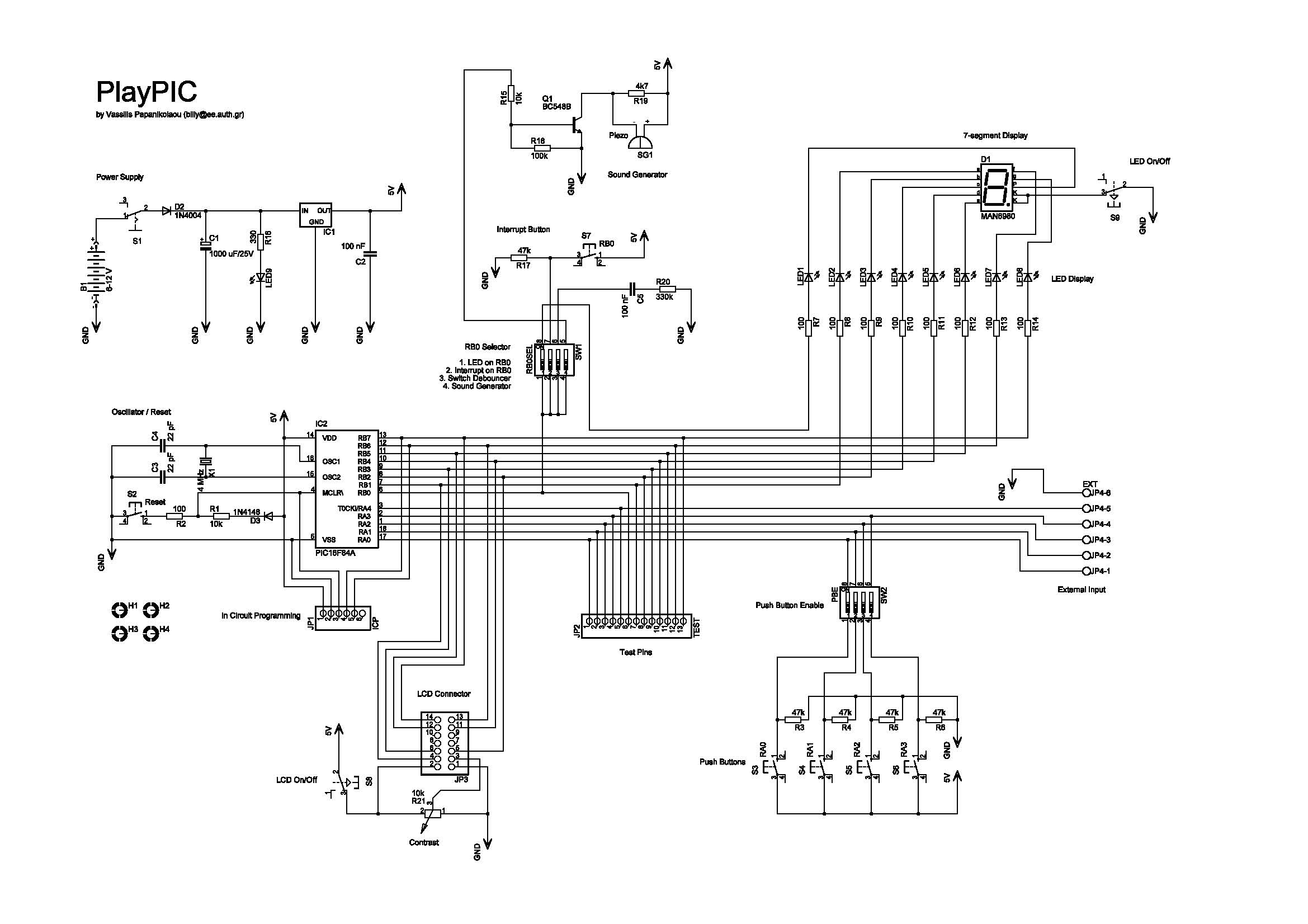 PlayPIC Tutorial – Circuit Schematic