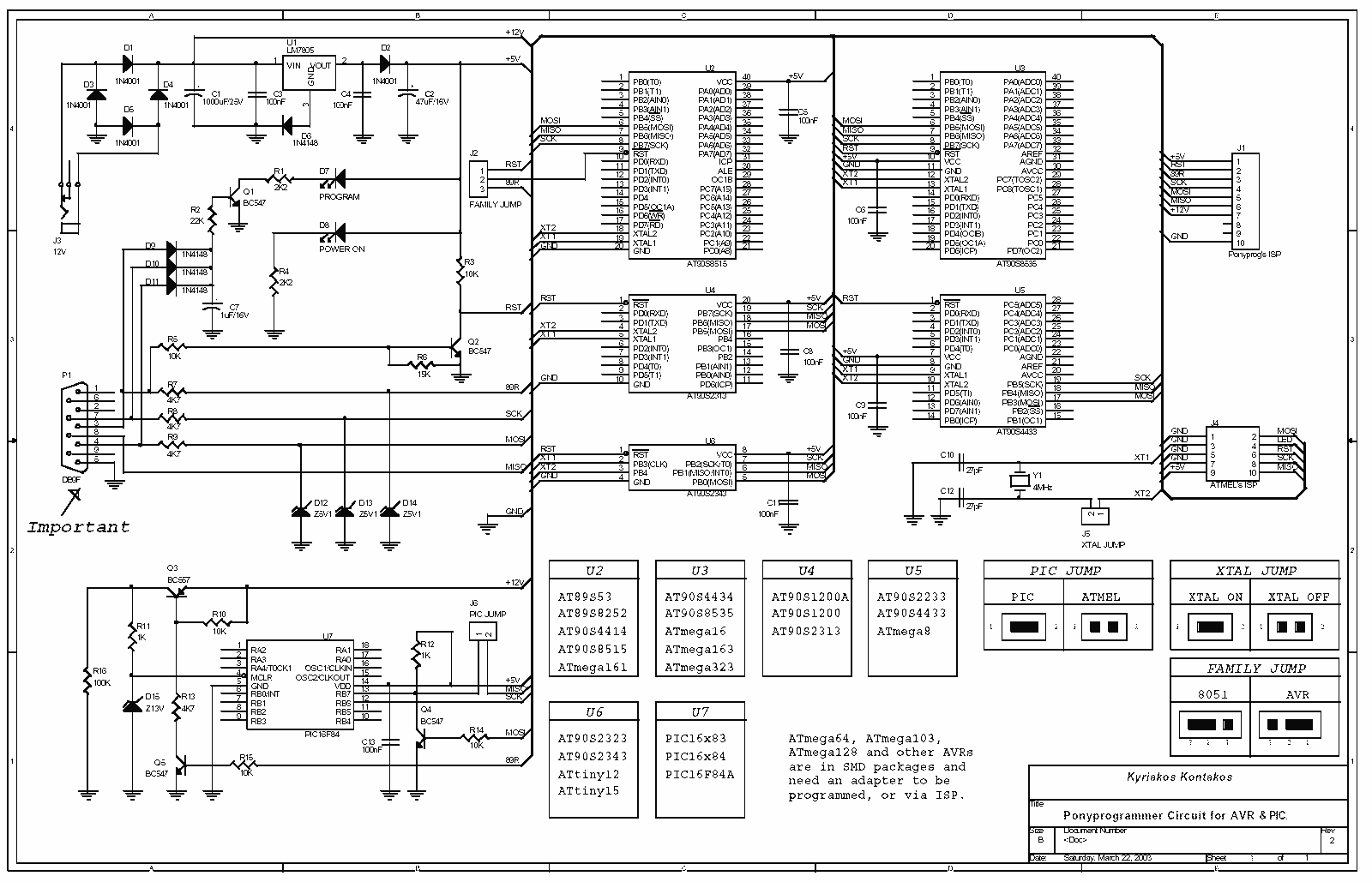 Ponyprog for AVR & PIC16F84 – Circuit Schematic