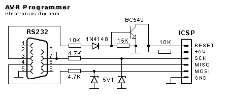 AVR Programmer with ATMega8-16 – Circuit Schematic