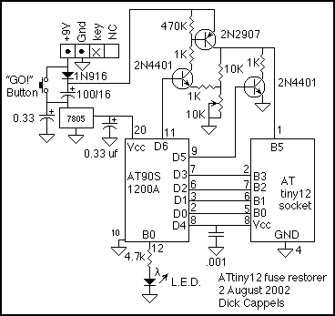 ATtiny12 fuse circuit