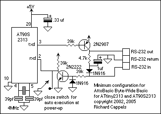 Wide Basic for ATtiny2313 – Circuit Schematic