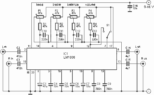 Audio Tone control in Line amplifier circuit