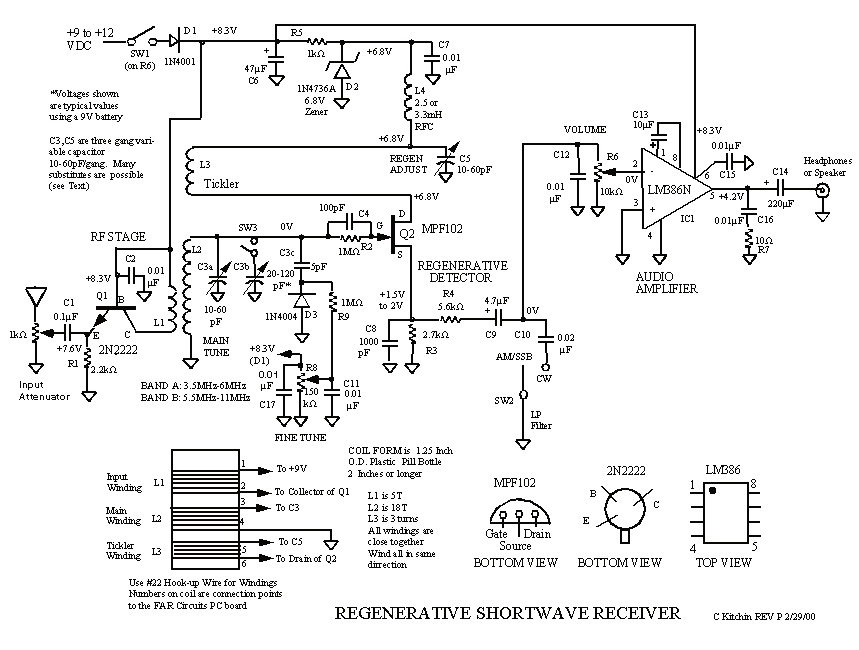A SHORT WAVE REGENERATIVE RECEIVER PROJECT circuit