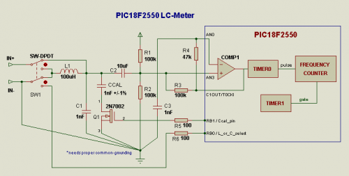 pic based lc meter usb interface – Circuit Schematic