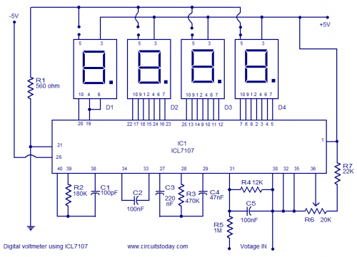 digital multimeter using 8051 – Circuit Schematic