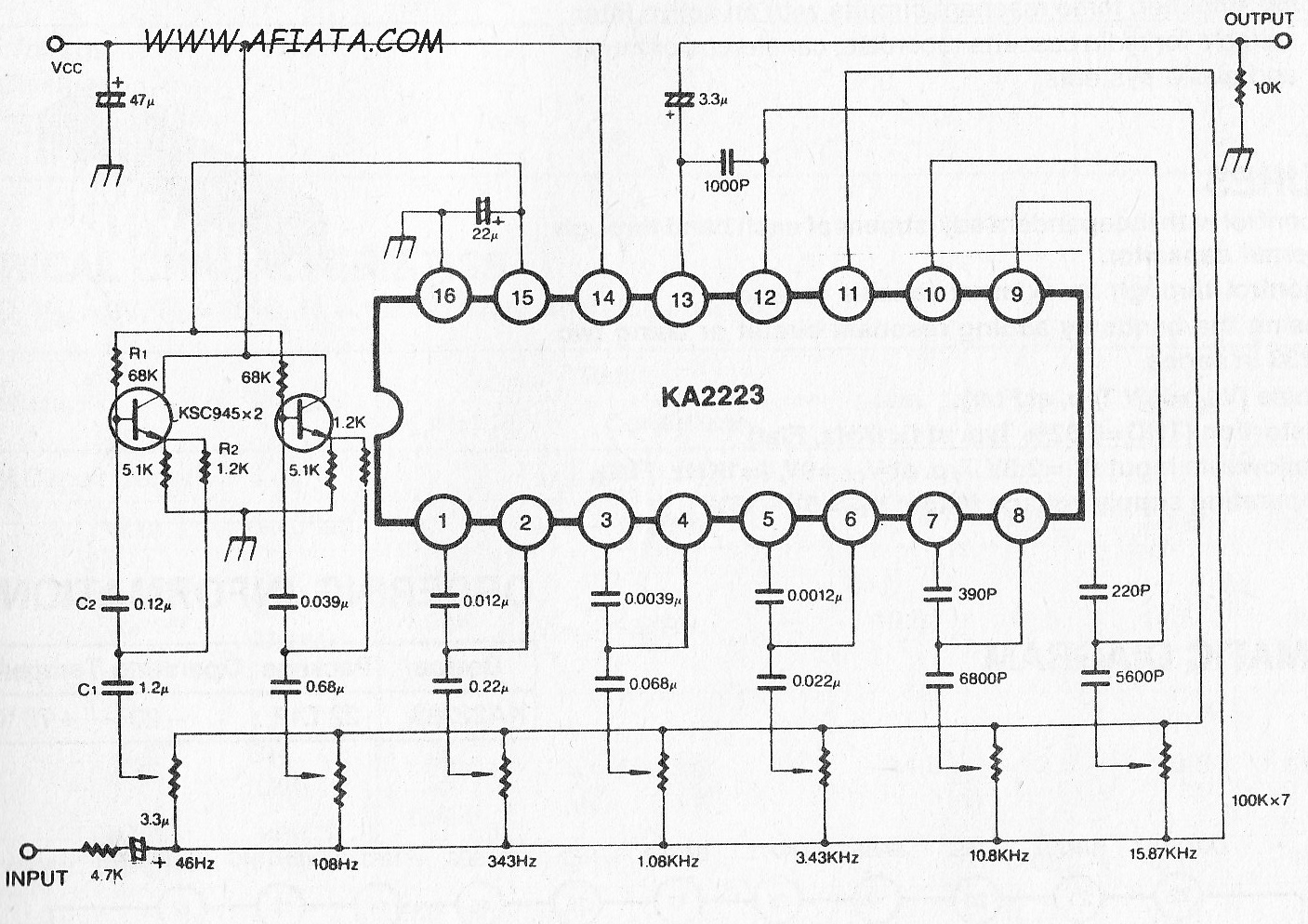 5 band audio graphic equalizer – Circuit Schematic