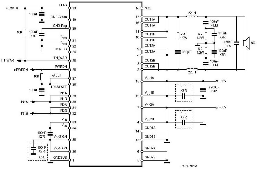 50w stereo audio amplifier circuit