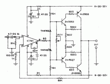 50 watt power amplifier using 2n3055