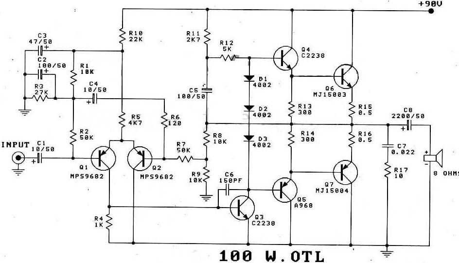 100w transistor power amplifier