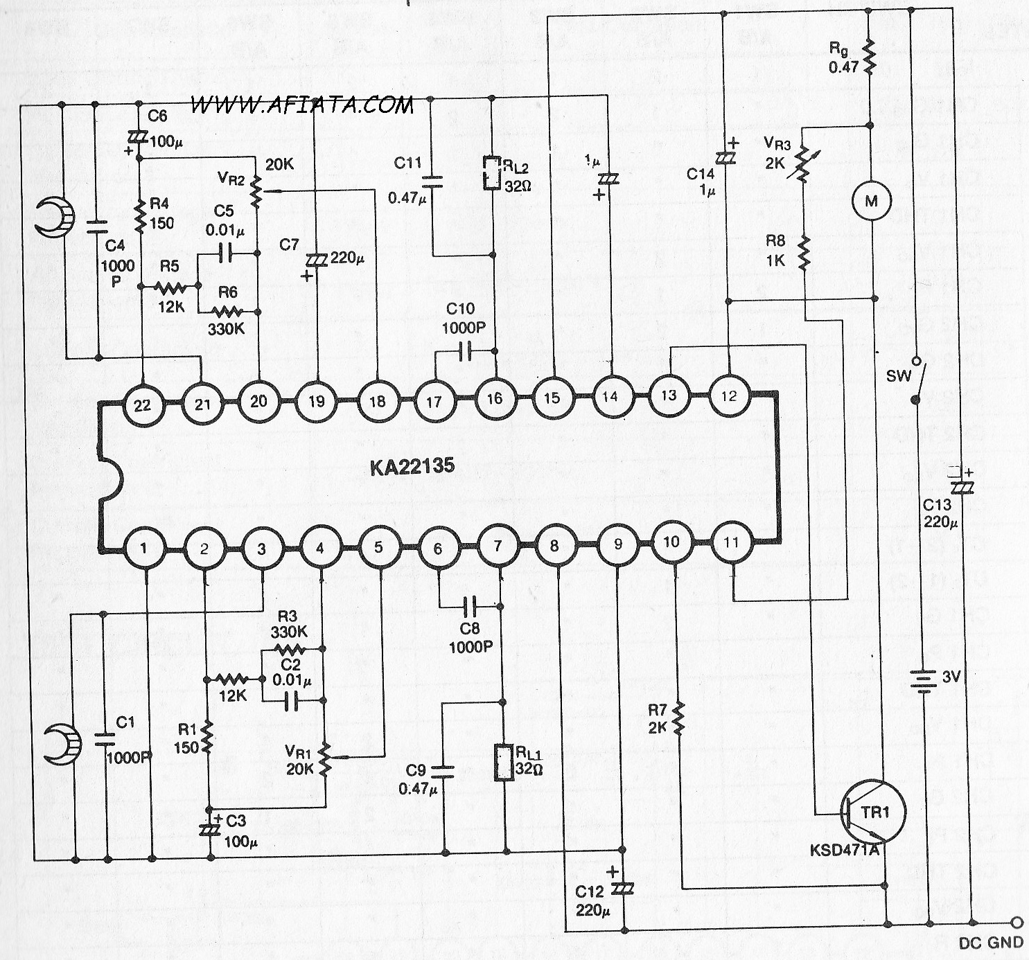 dual audio pre power amplifier dc motor