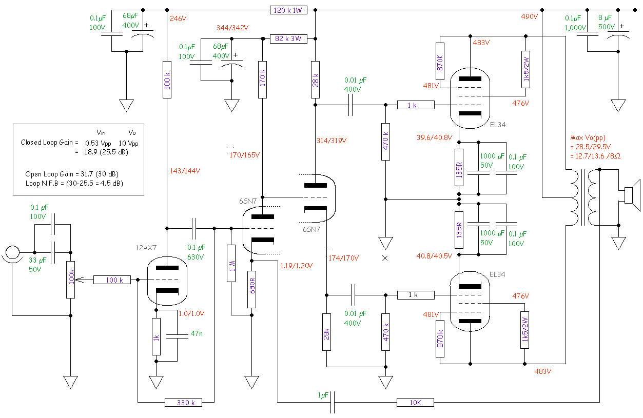 tube audio amplifier circuit – Circuit Schematic