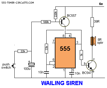 wailing siren – Circuit Schematic
