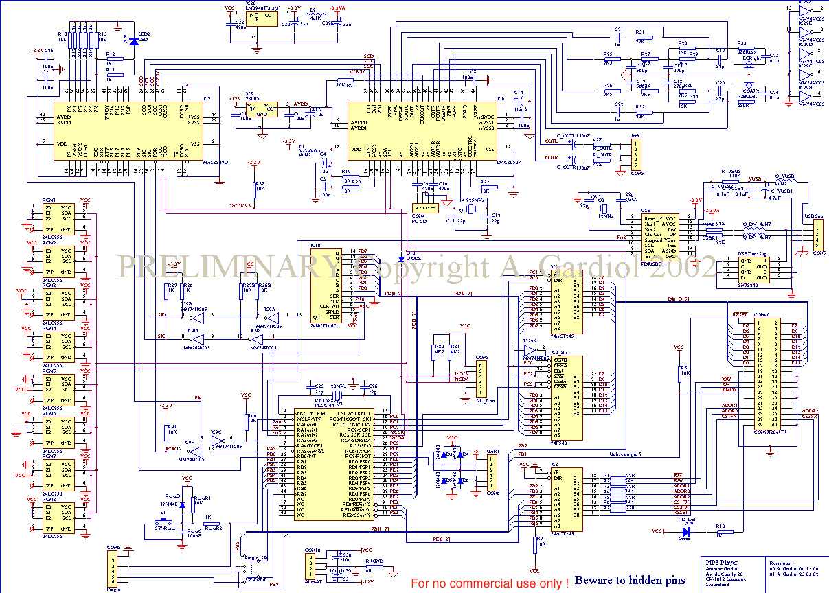 free usb mp3 player circuit board project – Circuit Schematic