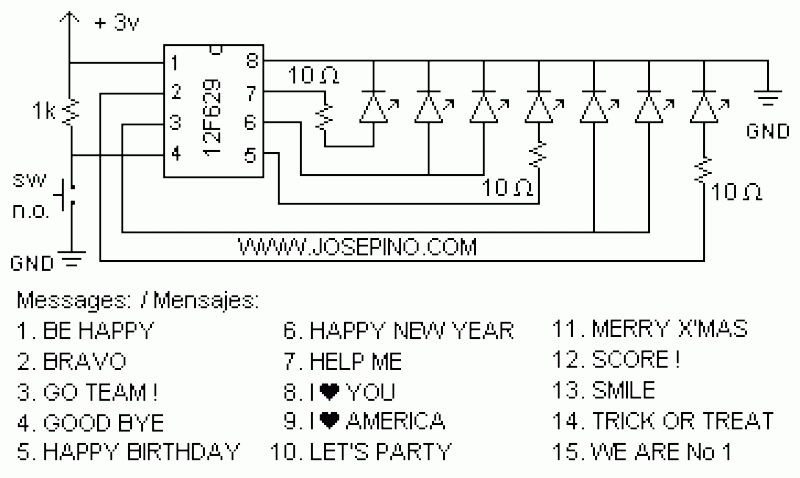 Rotating Message board using PIC12F629 – Circuit Schematic