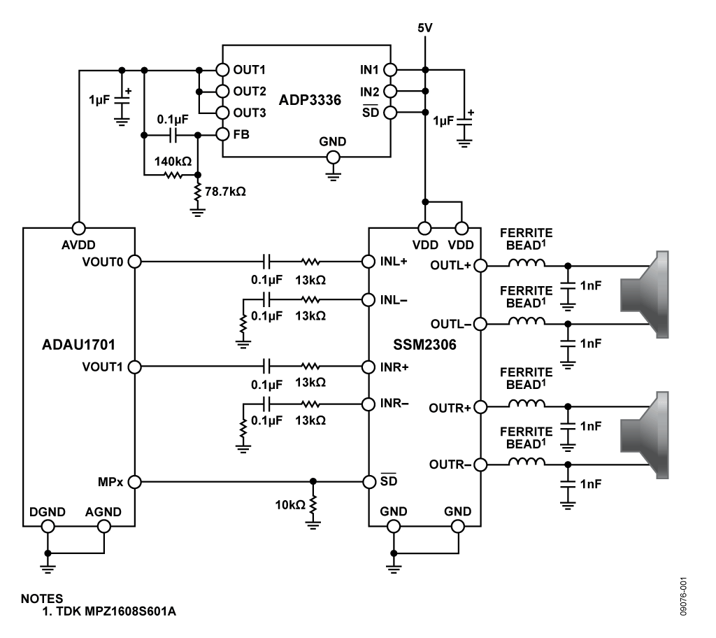 audio amplifier  ssm2306 circuit