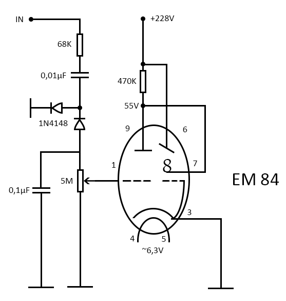 vu meter em84 circuit