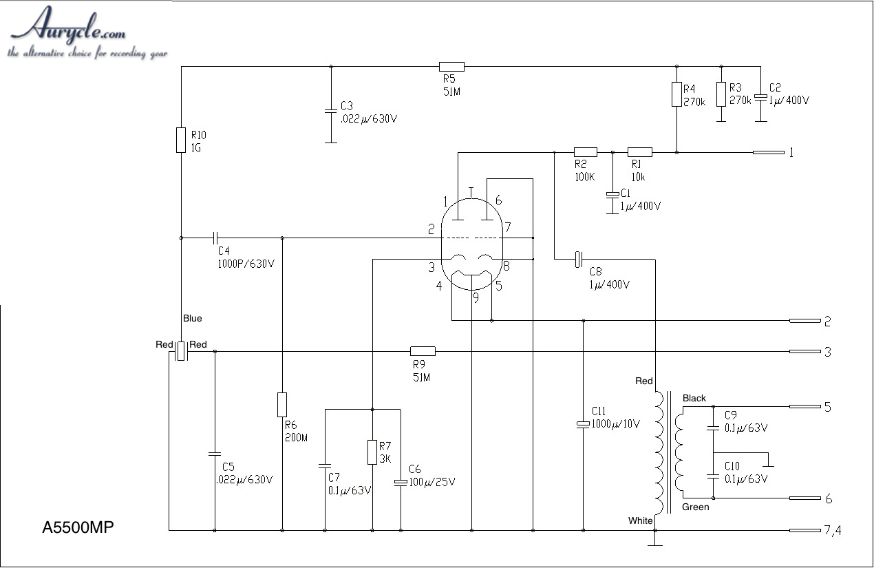 5500MP tube condenser diy microphone – Circuit Schematic