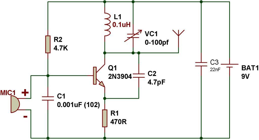 simple steps for making fm transmitter – Circuit Schematic