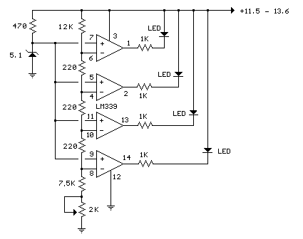 12 Volt Lead Acid Battery Meter Led circuit