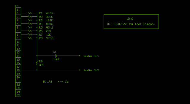 Centronics port DA converters and low-pass filter circuit