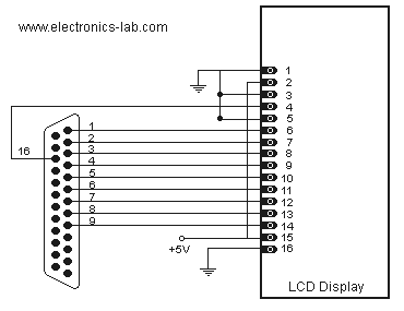LCD Display printer cable with HD44780 circuit