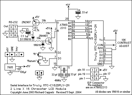 serial interface with 2X16 LCD display – Circuit Schematic