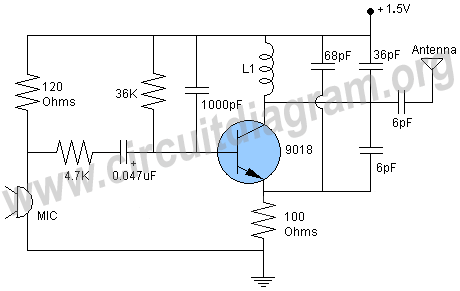 15v wireless fm transmitter circuit