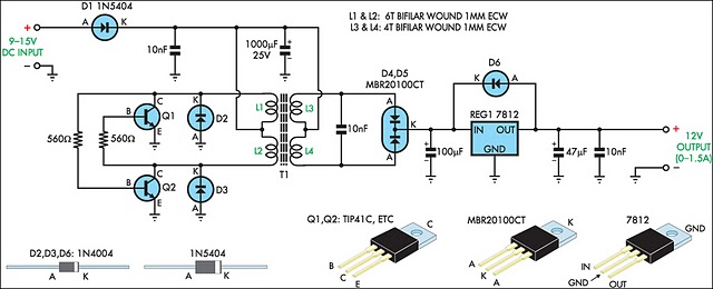 12v regulated inverter supply circuit