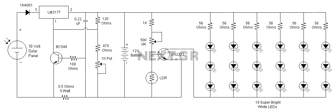12v solar led night activated lamp circuit