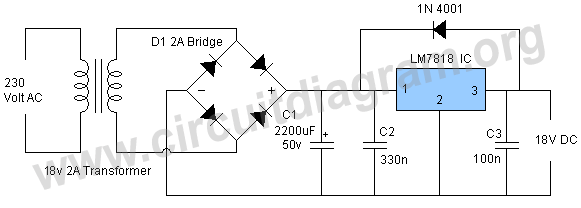 18v power supply using lm7818 circuit
