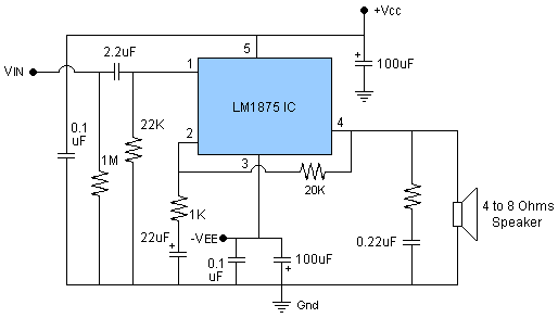 20w audio amplifier using lm1875 circuit