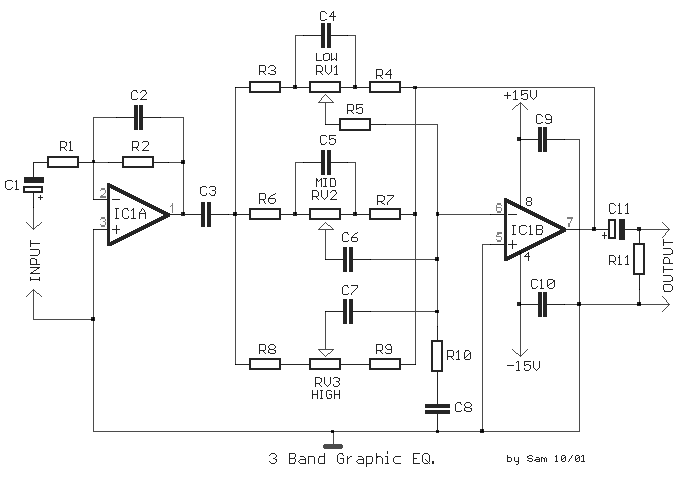 3 band equalizer – Circuit Schematic