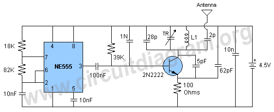 555 tracking transmitter – Circuit Schematic