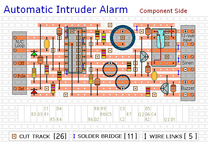 simpler cmos single zone alarm circuit