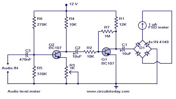Audio level meter circuit - VU Level Meter circuit