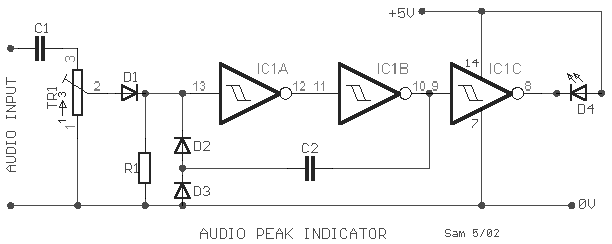 audio peak indicator – Circuit Schematic