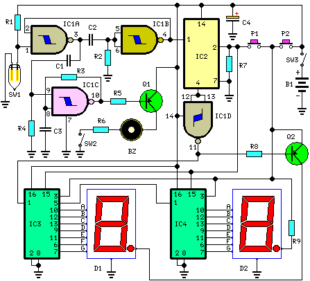 digital step km counter circuit schematic circuit