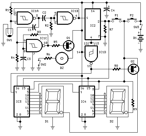 digital step km counter – Circuit Schematic