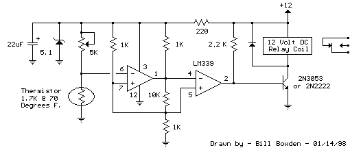 electronic thermostat and relay circuit