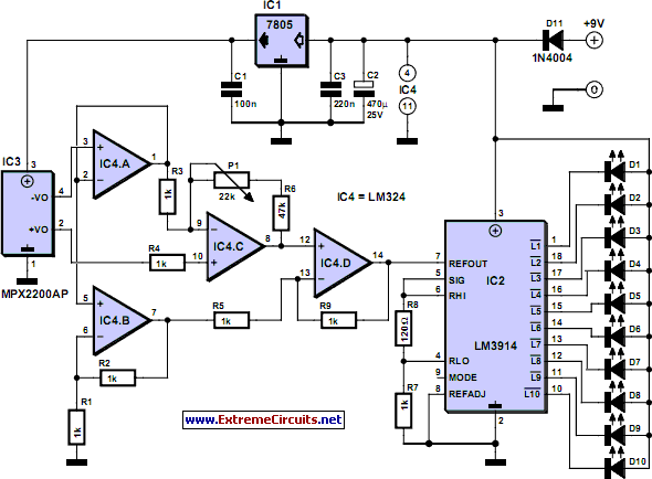 electronic torricelli barometer – Circuit Schematic