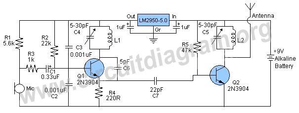 long range stable fm transmitter – Circuit Schematic