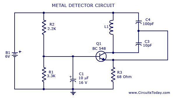 Metal Detector Circuit with Diagram and Schematic circuit
